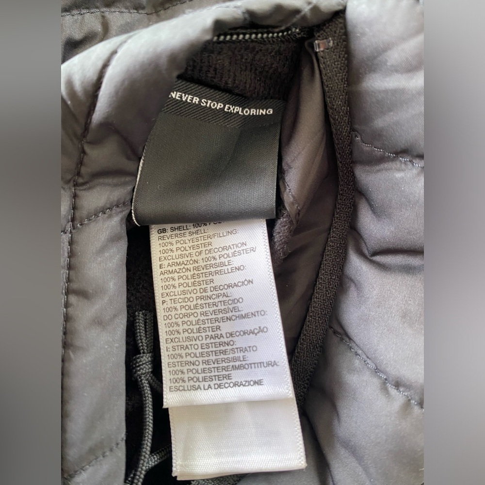 The North Face Reversible Mossbud Insulated Jacket Full Zip Faux Fur Down Black. - Picture 14 of 15